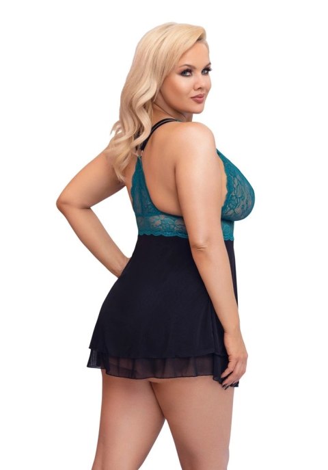 Cottelli CURVES Babydoll koronkowa gora siateczkowa spodnica 3XL benzyna/czarny Cottelli CURVES Babydoll koronkowa gora siateczkowa spodnica 3XL benzyna/czarny