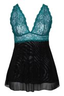 Cottelli CURVES Babydoll koronkowa gora siateczkowa spodnica 3XL benzyna/czarny
