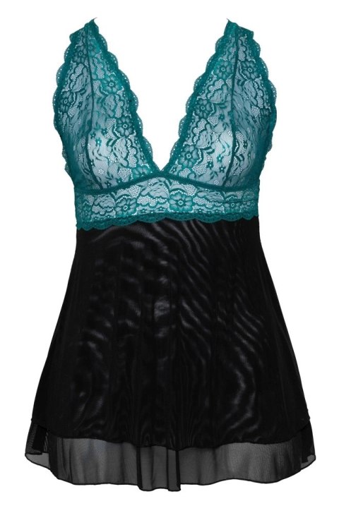 Cottelli CURVES Babydoll koronkowa gora siateczkowa spodnica 3XL benzyna/czarny Cottelli CURVES Babydoll koronkowa gora siateczkowa spodnica 3XL benzyna/czarny