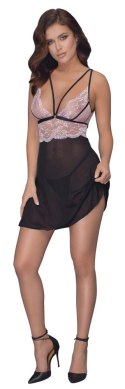 Cottelli Lingerie Babydoll XL Czarna Siateczka z Rożową Koronką