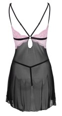 Cottelli Lingerie Babydoll XL Czarna Siateczka z Rożową Koronką