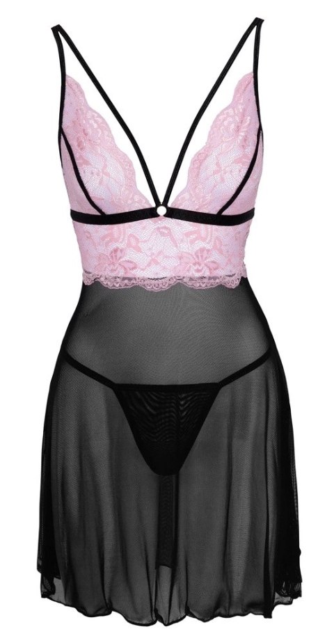 Cottelli Lingerie Halka Siateczkowa z Rożową Koronką L Cottelli Lingerie Halka Siateczkowa z Rożową Koronką L