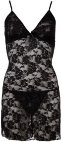 Cottelli Lingerie Koszulka Nocna Koronkowa + Stringi Czarna 2XL