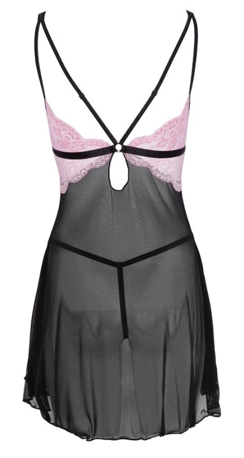 Cottelli Lingerie babydoll z siateczki i rożową koronką, rozmiar M Cottelli Lingerie babydoll z siateczki i rożową koronką, rozmiar M