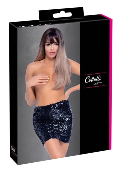 Cottelli PARTY Mini spodniczka cekinowa czarna S elastyczna