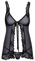Kissable Babydoll S/M czarna z koronką i stringami elegancki komplet