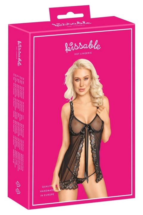 Kissable Babydoll & Stringi L/XL Czarna Koronka, Regulowane Ramiączka Kissable Babydoll & Stringi L/XL Czarna Koronka, Regulowane Ramiączka