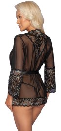 Kissable Kimono L/XL czarne - elegancki szlafrok z koronką