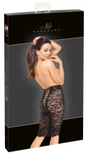 Noir Handmade XL - Czarna spodnica wetlook z koronką i wiązaniem tył