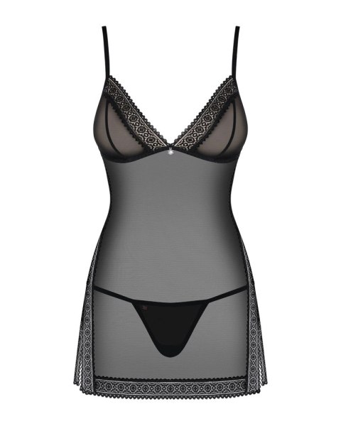 Obsessive Sukienka nocna L/XL czarna z koronką i stringami Obsessive Sukienka nocna L/XL czarna z koronką i stringami