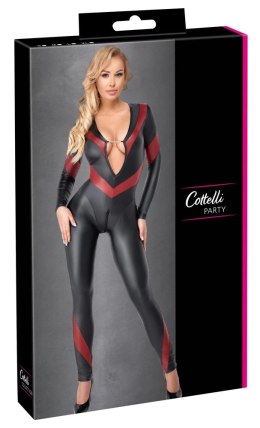 Cottelli Collection Kombinezon Czarny Mat L z Czerwonym Akcentem