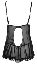 Cottelli Collection Koszulka Nocna Mesh z Kokardkami + Stringi 2XL Czarna