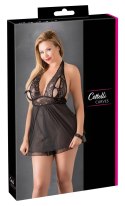 Cottelli Curves Babydoll Czarna 3XL z Rozcięciem i Kokardką