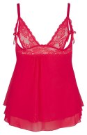 Cottelli Curves Babydoll L Koronkowa Czerwona z Kokardą