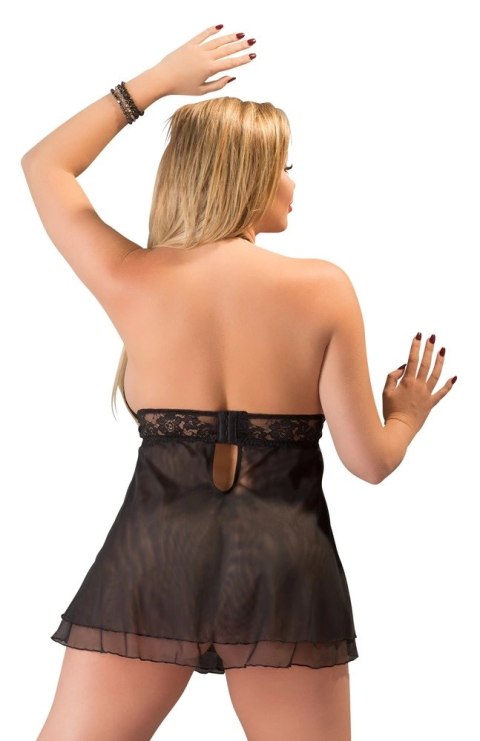 Cottelli Curves babydoll XL czarna z koronką i ozdobną kokardką Cottelli Curves babydoll XL czarna z koronką i ozdobną kokardką