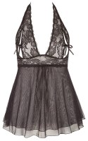 Cottelli Curves babydoll XL czarna z koronką i ozdobną kokardką