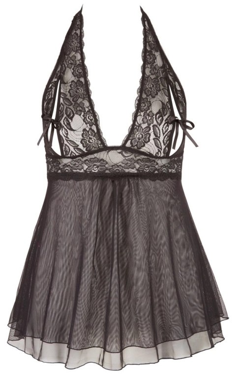 Cottelli Curves babydoll XL czarna z koronką i ozdobną kokardką Cottelli Curves babydoll XL czarna z koronką i ozdobną kokardką