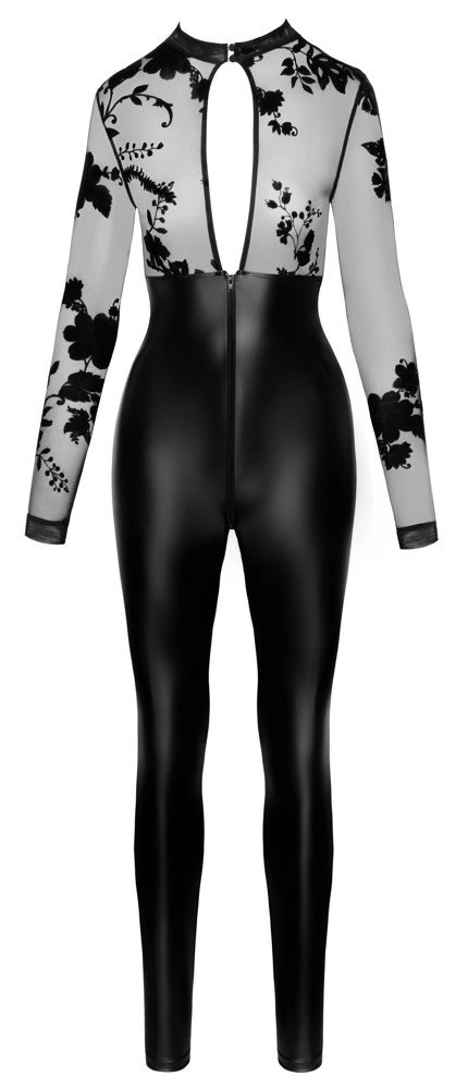 Noir Handmade Kombinezon Czarny XL z Tiulowym Topem Power Wetlook Noir Handmade Kombinezon Czarny XL z Tiulowym Topem Power Wetlook