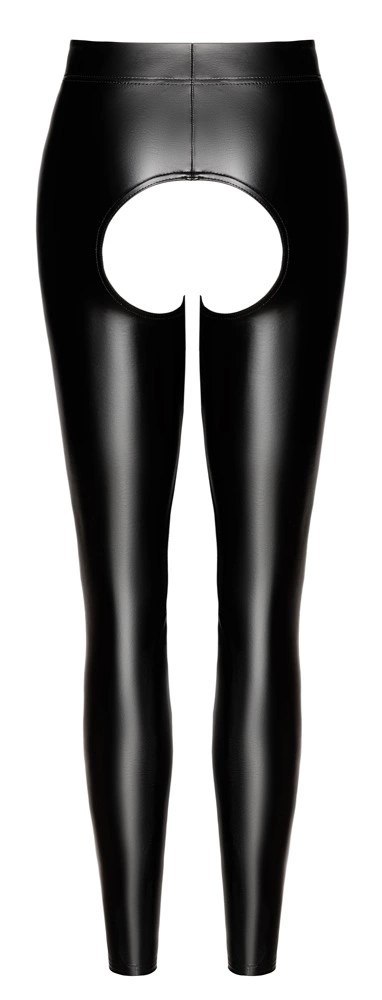 Noir L Legginsy damskie z wysoką talią, bezszwowe, czarne, open back Noir L Legginsy damskie z wysoką talią, bezszwowe, czarne, open back