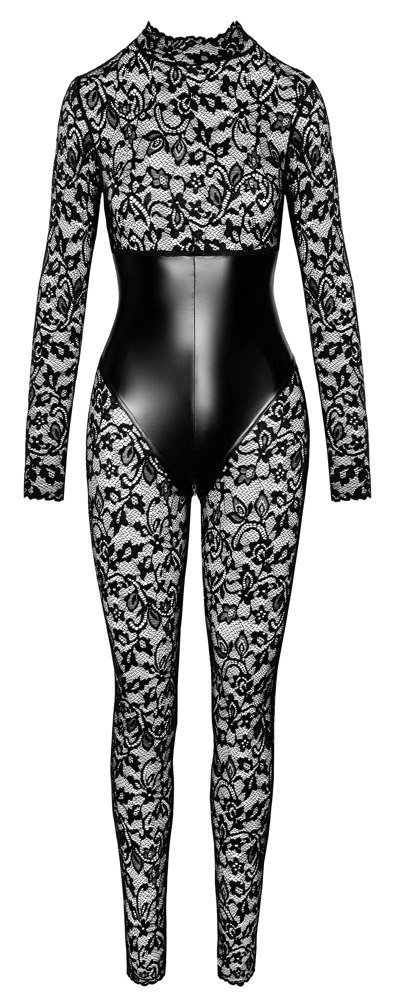 Noir Powerwetlook Kombinezon Koronkowy z Matowym Gorsetem M Noir Powerwetlook Kombinezon Koronkowy z Matowym Gorsetem M
