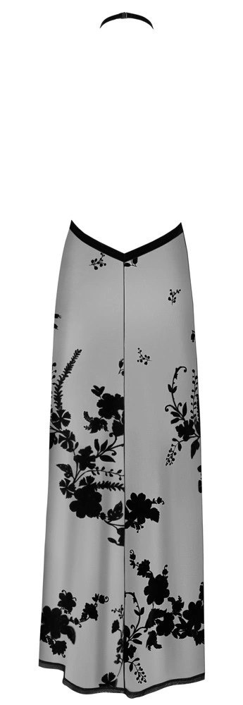 Noir Sukienka Długa Prześwitująca XL Kwiatowy Flok Odkryte Ramiona Noir Sukienka Długa Prześwitująca XL Kwiatowy Flok Odkryte Ramiona