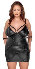 Cottelli Bondage Plus Sukienka Matowa Czarna 2XL z Ozdobnymi Pierścieniami
