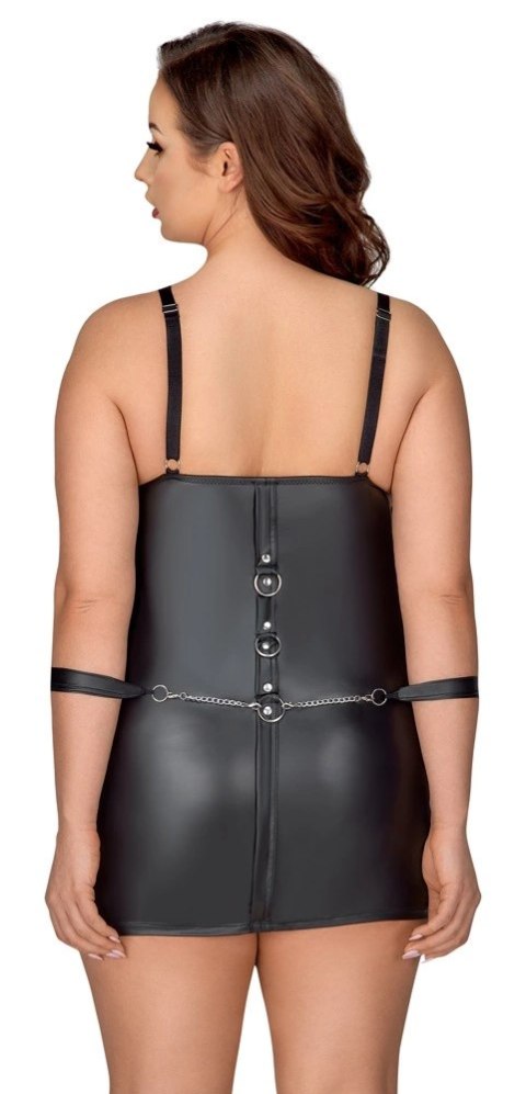 Cottelli Bondage Plus Sukienka Matowa Czarna 2XL z Ozdobnymi Pierścieniami Cottelli Bondage Plus Sukienka Matowa Czarna 2XL z Ozdobnymi Pierścieniami