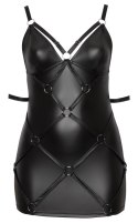 Cottelli Bondage Plus Sukienka Matowa Czarna 2XL z Ozdobnymi Pierścieniami