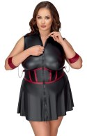 Cottelli Bondage Plus sukienka matowa czarna z czerwonymi akcentami 3XL