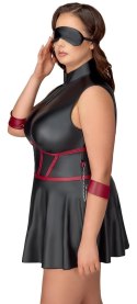 Cottelli Bondage Plus sukienka matowa czarna z czerwonymi akcentami 3XL