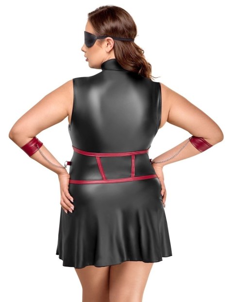 Cottelli Bondage Plus sukienka matowa czarna z czerwonymi akcentami 3XL Cottelli Bondage Plus sukienka matowa czarna z czerwonymi akcentami 3XL