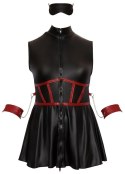 Cottelli Bondage Plus sukienka matowa czarna z czerwonymi akcentami 3XL