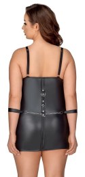 Cottelli Bondage Plus sukienka matowa z mankietami i pierścieniami 4XL