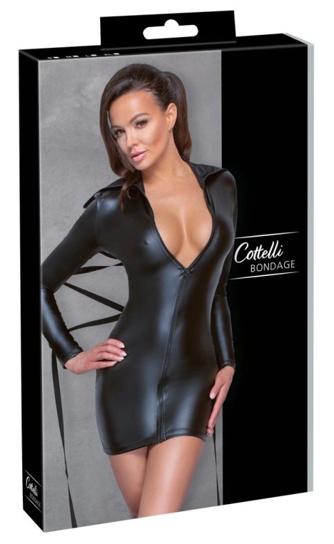 Cottelli Bondage sukienka matowa czarna XL z taśmą i pierścieniami Cottelli Bondage sukienka matowa czarna XL z taśmą i pierścieniami