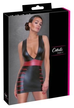 Cottelli PARTY sukienka matowa czarna z czerwonymi detalami L