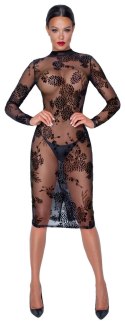 Noir Dress S - Transparentna sukienka z kwiatowym wzorem, czarna