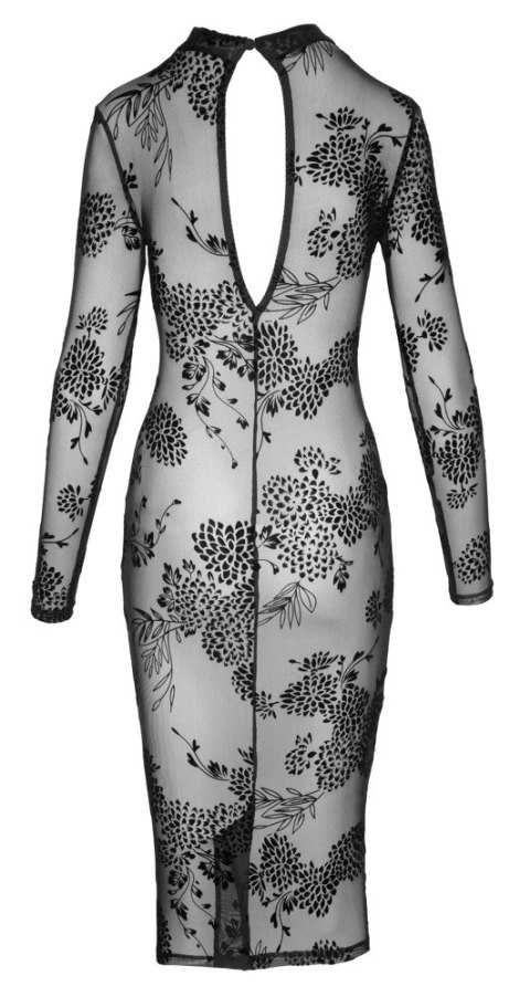 Noir Dress S - Transparentna sukienka z kwiatowym wzorem, czarna Noir Dress S - Transparentna sukienka z kwiatowym wzorem, czarna