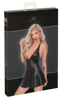 Noir Handmade Sukienka Krotka Czarna XL Matowa i Wetlook, Zamek Przod