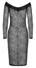 Noir Sukienka Długa Czarna Panterka L Off-Shoulder Powernet