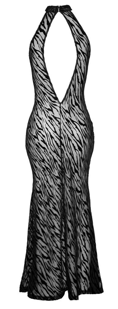 Noir Sukienka Maxi Czarno-Przezroczysta z Aksamitnym Wzorem S Noir Sukienka Maxi Czarno-Przezroczysta z Aksamitnym Wzorem S