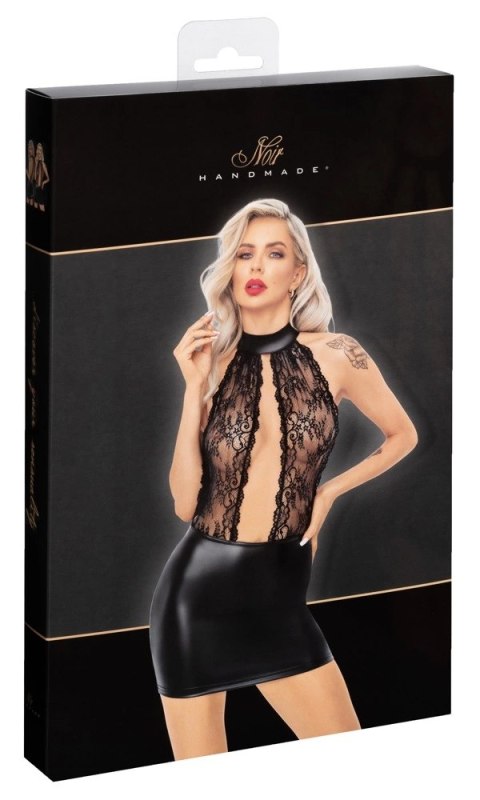 Noir Sukienka Mini XL Czarna z Koronkowym Topem i Matową Spodnicą Noir Sukienka Mini XL Czarna z Koronkowym Topem i Matową Spodnicą