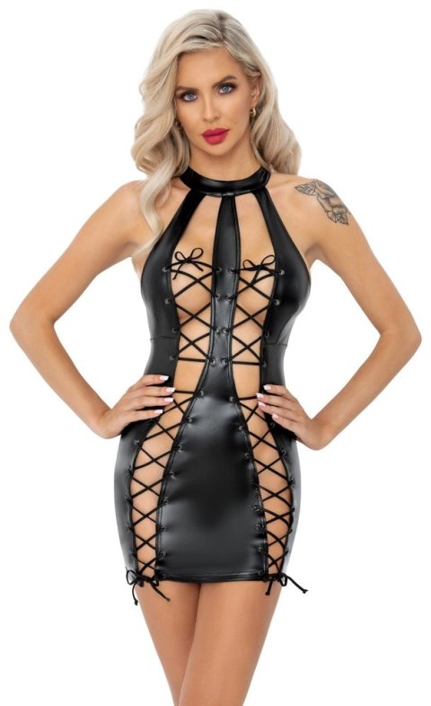 Noir Sukienka Powerwetlook Sznurowana Czarna XL Noir Sukienka Powerwetlook Sznurowana Czarna XL
