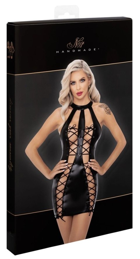 Noir Sukienka Powerwetlook Sznurowana Czarna M Dopasowana Noir Sukienka Powerwetlook Sznurowana Czarna M Dopasowana