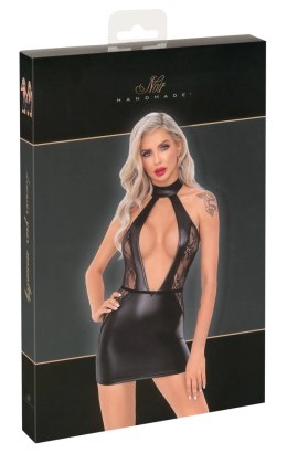 Noir Sukienka S Matowy Wetlook z Koronką i Dekoltem Halterneck