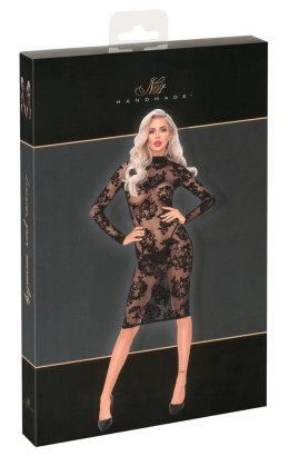 Noir Sukienka tiulowa kwiatowy wzor dł. rękaw S czarna elegancka