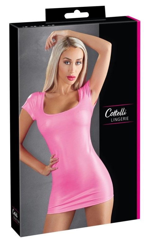 Cottelli Collection PARTY Mini Sukienka Rożowa z Okrągłym Dekoltem S Cottelli Collection PARTY Mini Sukienka Rożowa z Okrągłym Dekoltem S