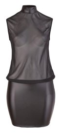 Cottelli Curves Mini Sukienka Czarna 4XL z Siateczkową Gorą