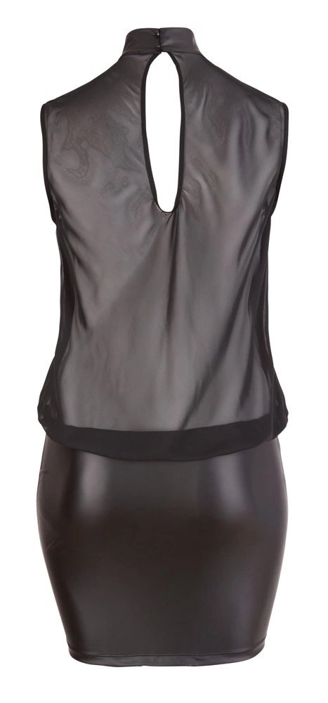 Cottelli Curves Mini Sukienka Czarna 4XL z Siateczkową Gorą Cottelli Curves Mini Sukienka Czarna 4XL z Siateczkową Gorą