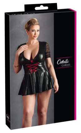 Cottelli Curves Mini Sukienka Czarna z Czerwonym Sznurowaniem 3XL