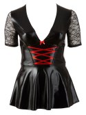 Cottelli Curves Mini Sukienka Czarna z Czerwonym Sznurowaniem 3XL